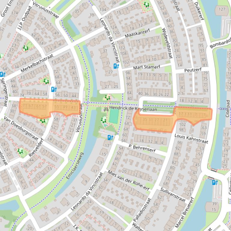 Kaart van postcodegebied 3822WB.