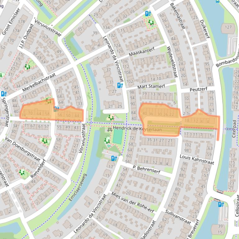 Kaart van postcodegebied 3822WC.