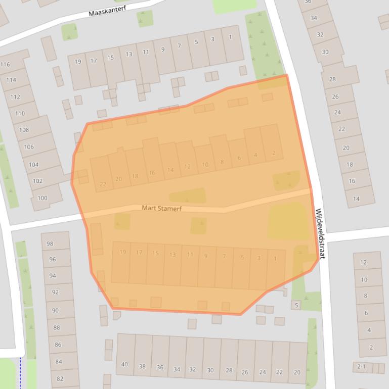 Kaart van postcodegebied 3822WG.