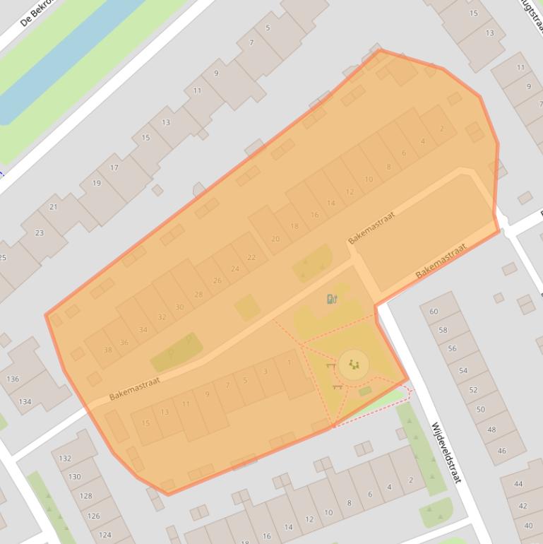 Kaart van postcodegebied 3822WJ.