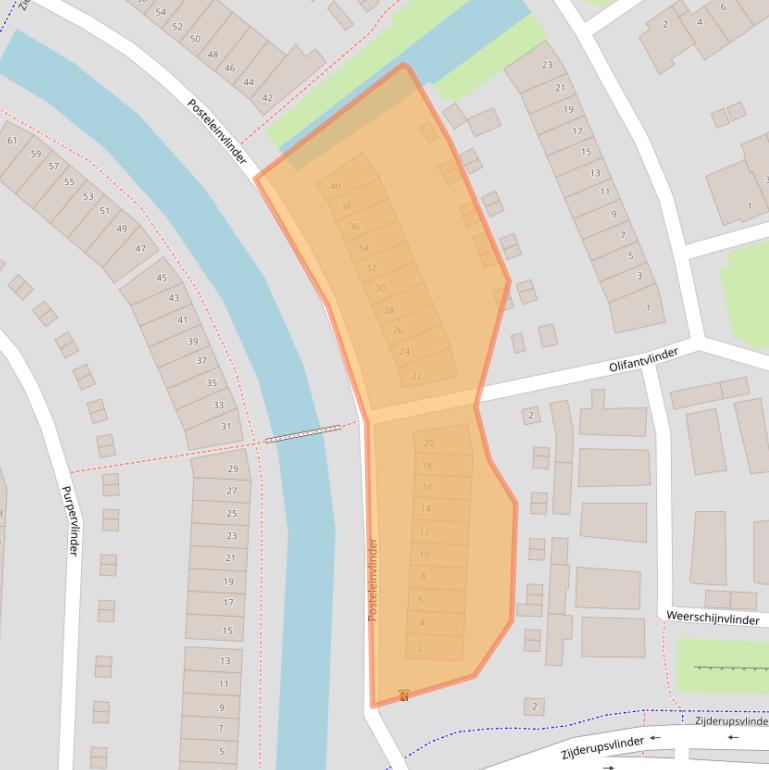Kaart van postcodegebied 3822ZE.