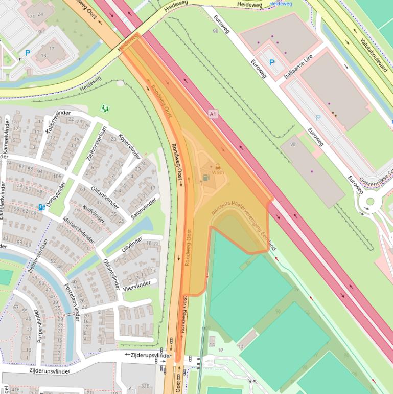 Kaart van postcodegebied 3822ZS.
