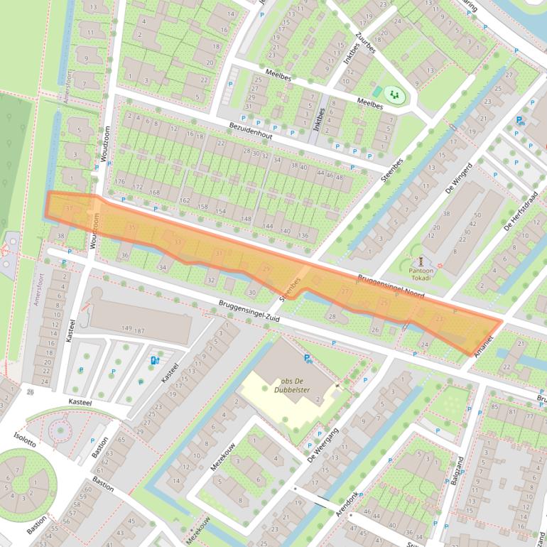 Kaart van postcodegebied 3823BB.