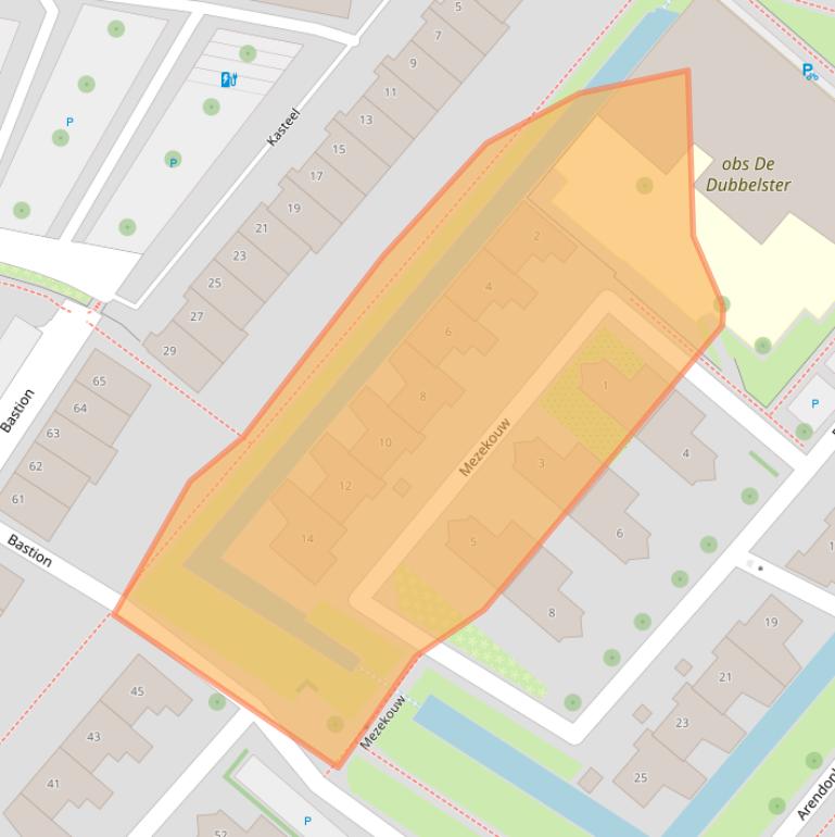 Kaart van postcodegebied 3823BT.