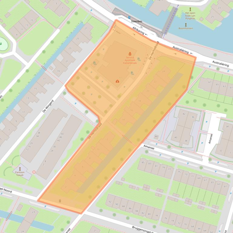 Kaart van postcodegebied 3823CS.