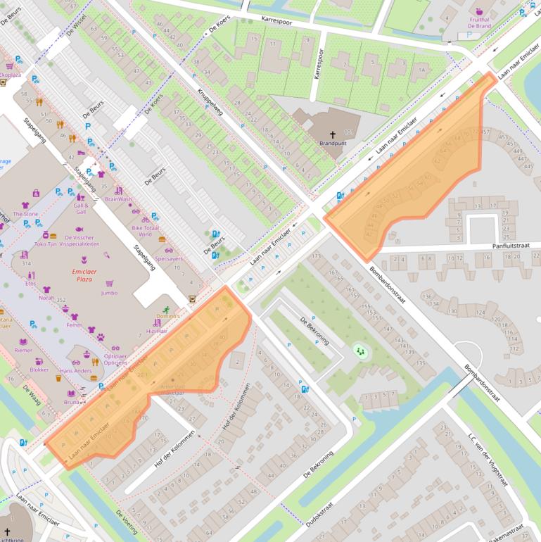 Kaart van postcodegebied 3823EH.
