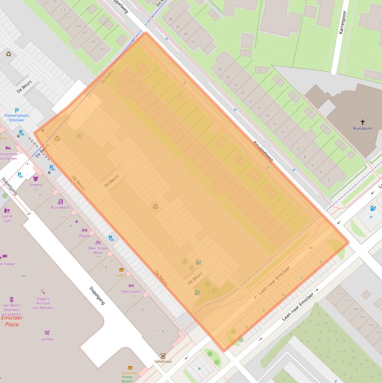 Kaart van postcodegebied 3823GG.