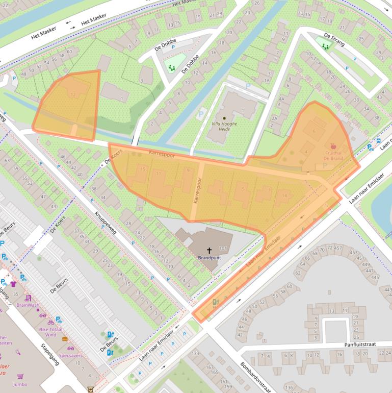Kaart van postcodegebied 3823GK.