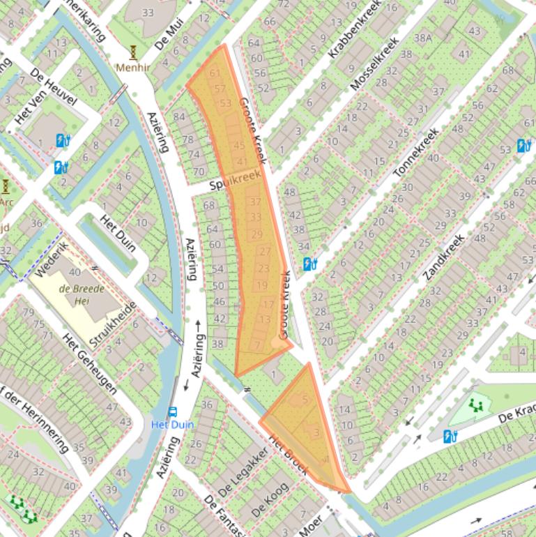 Kaart van postcodegebied 3823JA.