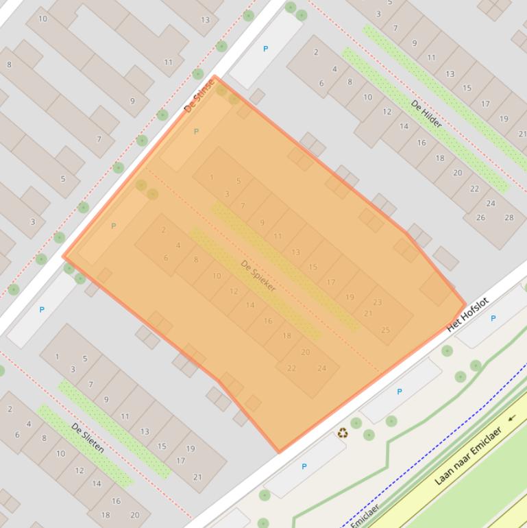 Kaart van postcodegebied 3823VX.