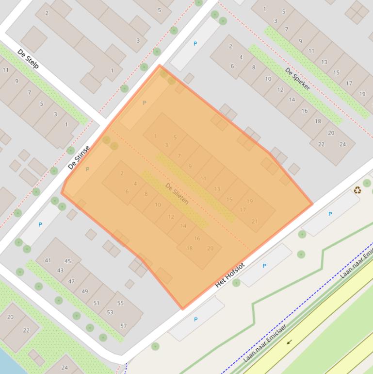 Kaart van postcodegebied 3823VZ.