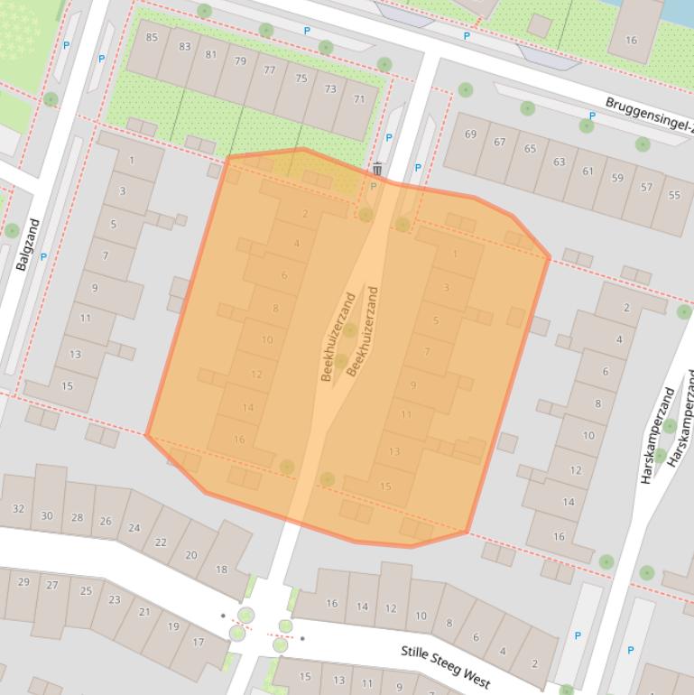 Kaart van postcodegebied 3823ZE.