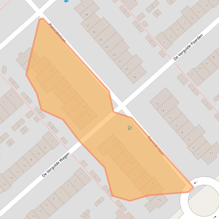 Kaart van postcodegebied 3824CA.