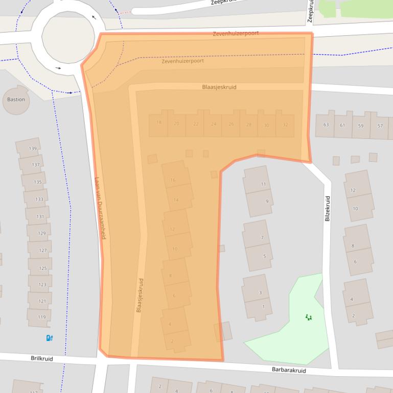 Kaart van postcodegebied 3824NC.