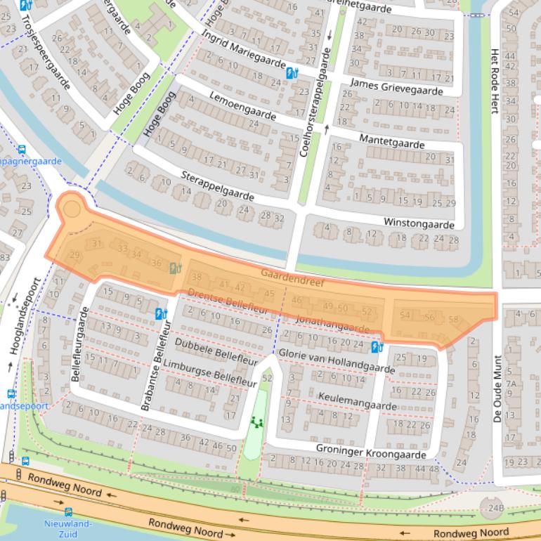 Kaart van postcodegebied 3824ZA.