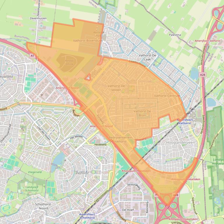 Kaart van postcodegebied 3825.