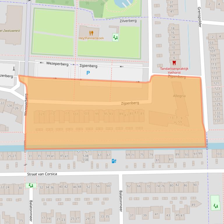 Kaart van postcodegebied 3825DN.