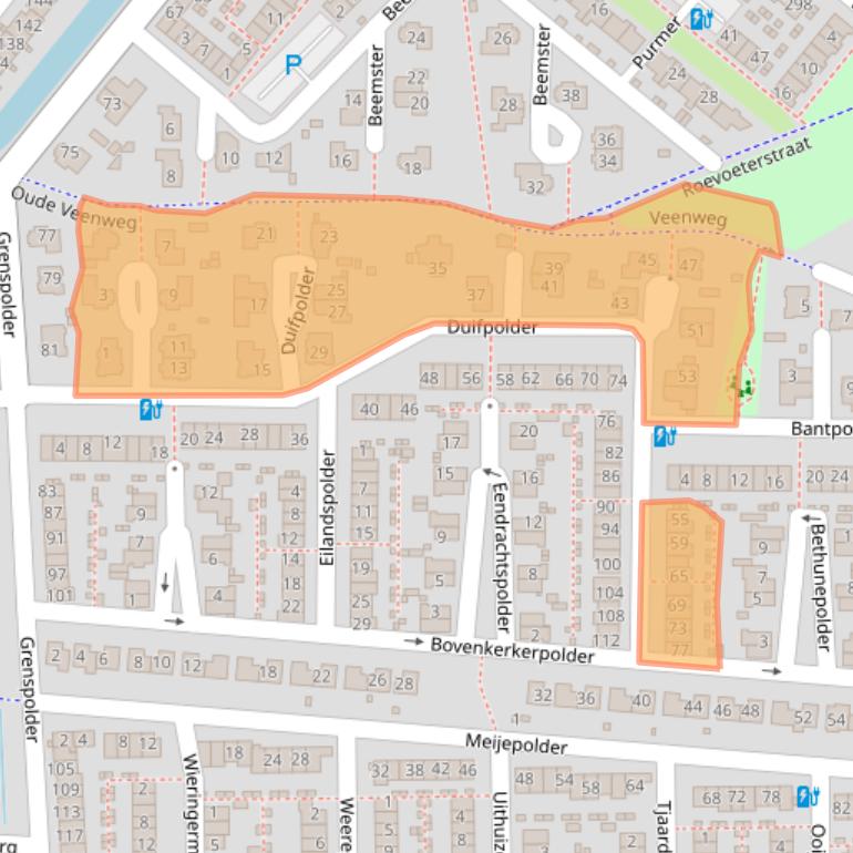 Kaart van postcodegebied 3825JC.