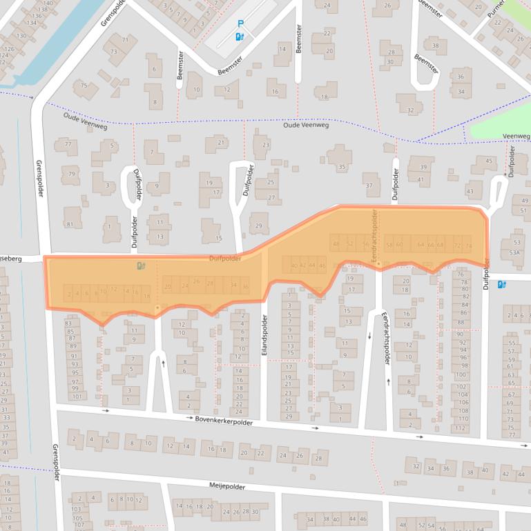 Kaart van postcodegebied 3825JD.