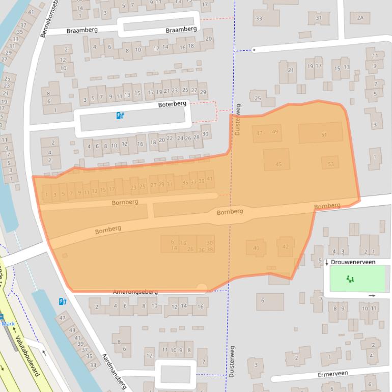 Kaart van postcodegebied 3825RE.