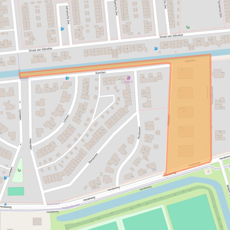 Kaart van postcodegebied 3825ZA.