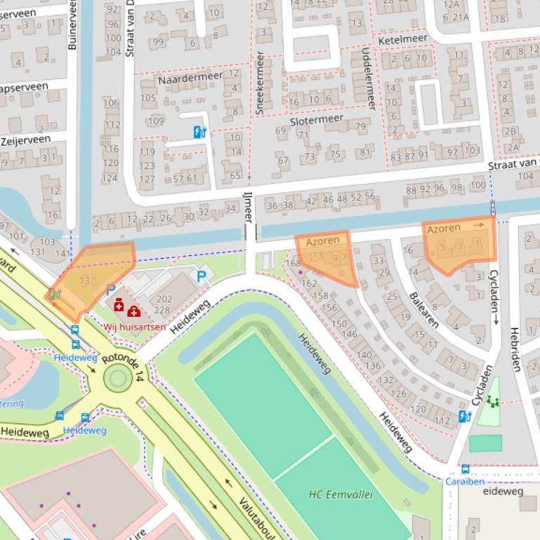 Kaart van postcodegebied 3825ZJ.