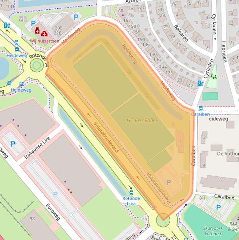Kaart van postcodegebied 3825ZN.