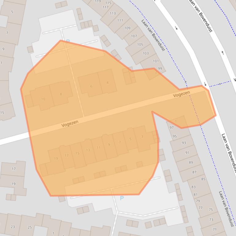 Kaart van postcodegebied 3826JE.