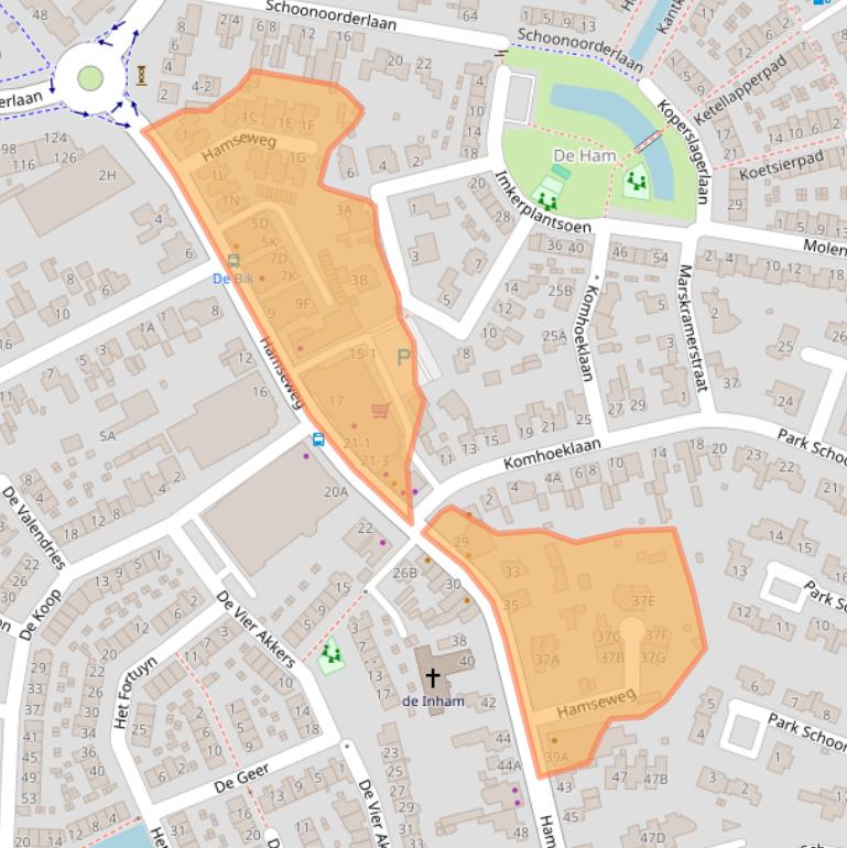 Kaart van postcodegebied 3828AA.