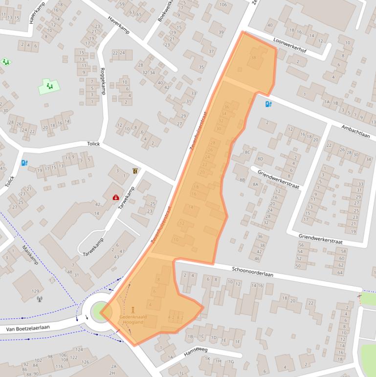 Kaart van postcodegebied 3828BD.