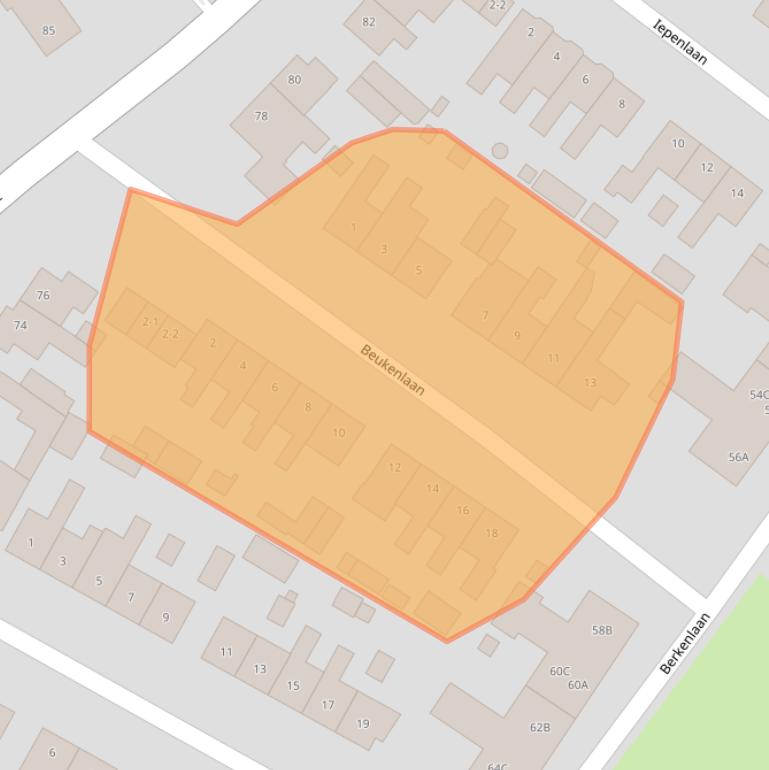 Kaart van postcodegebied 3828BM.