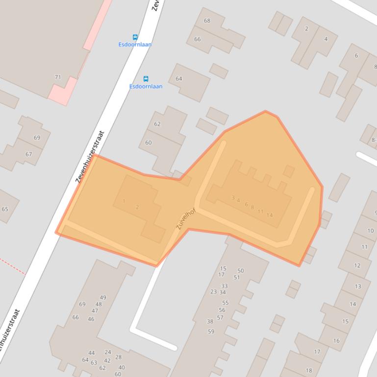 Kaart van postcodegebied 3828CW.