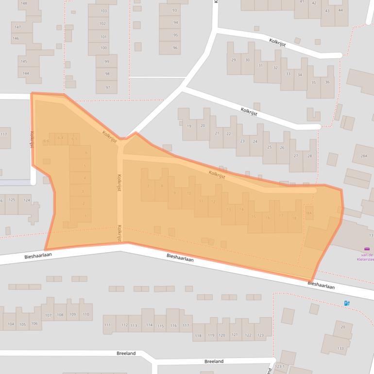 Kaart van postcodegebied 3828EH.