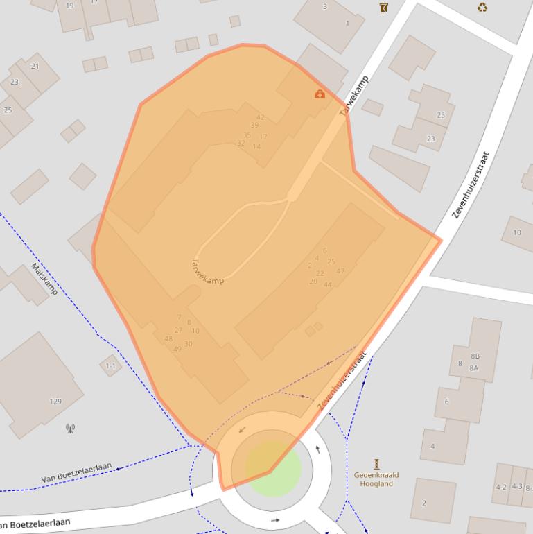 Kaart van postcodegebied 3828HZ.