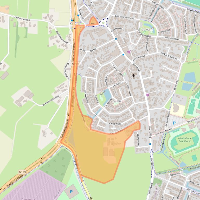 Kaart van postcodegebied 3828NW.