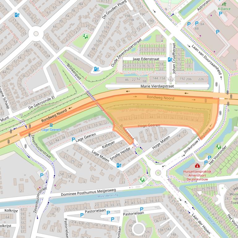 Kaart van postcodegebied 3828TJ.