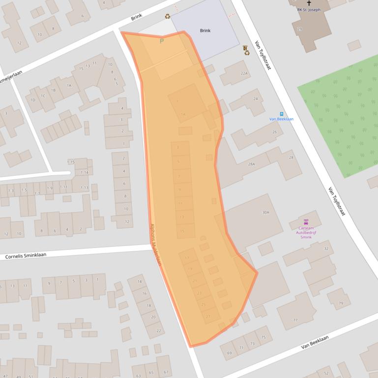 Kaart van postcodegebied 3829AJ.