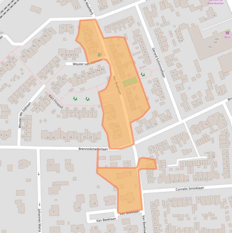 Kaart van postcodegebied 3829AS.