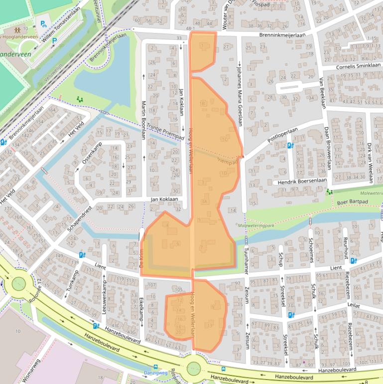 Kaart van postcodegebied 3829AW.