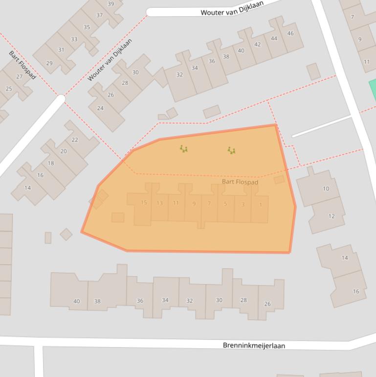 Kaart van postcodegebied 3829BJ.