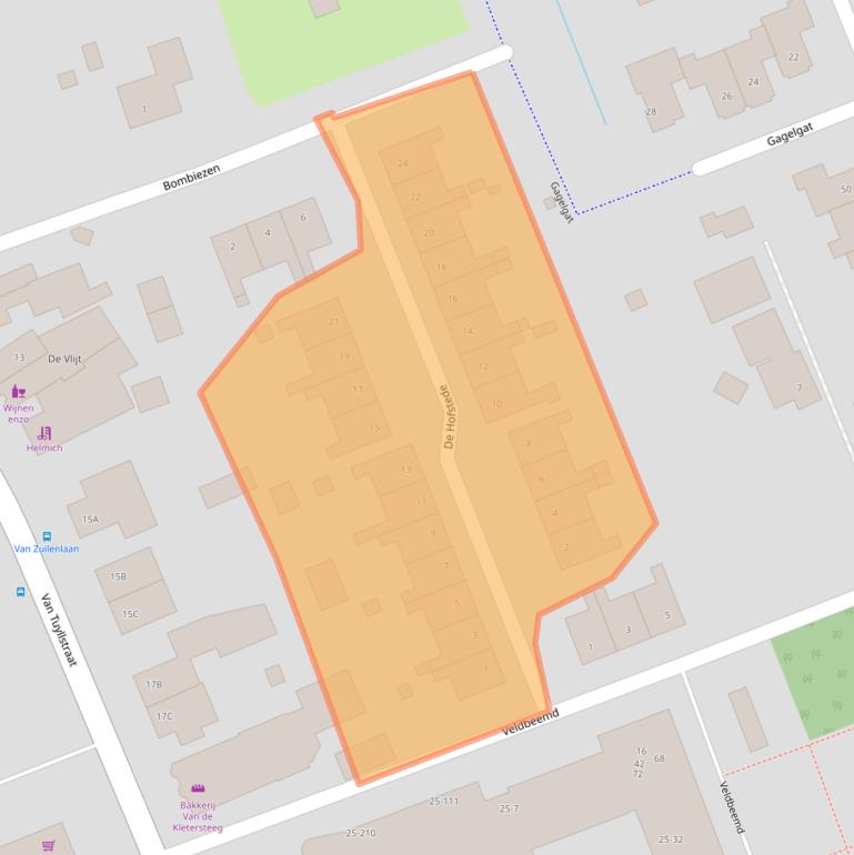 Kaart van postcodegebied 3829BP.