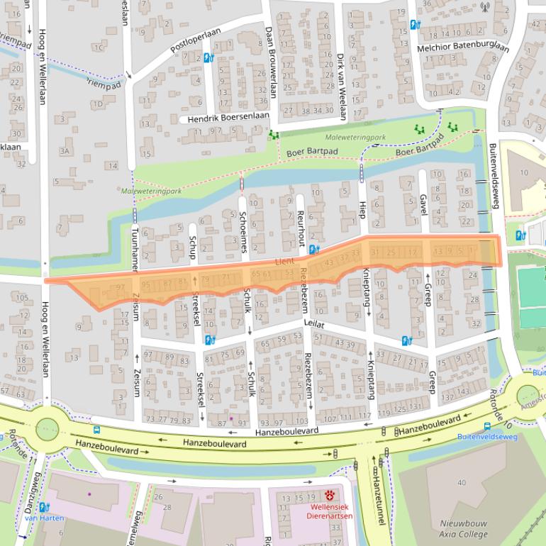 Kaart van postcodegebied 3829EJ.