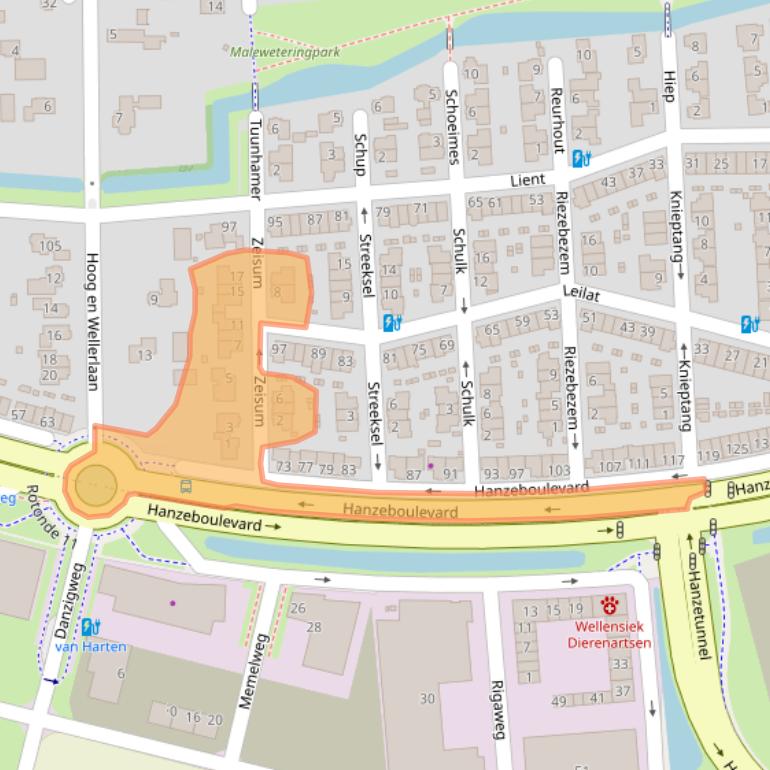 Kaart van postcodegebied 3829ES.