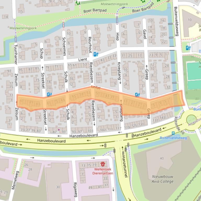 Kaart van postcodegebied 3829ET.