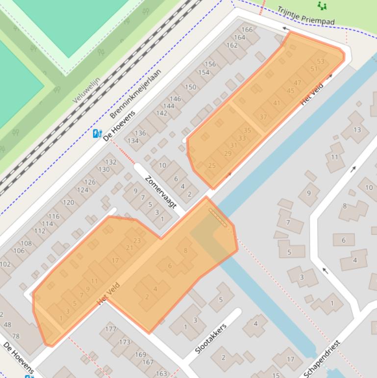 Kaart van postcodegebied 3829GS.