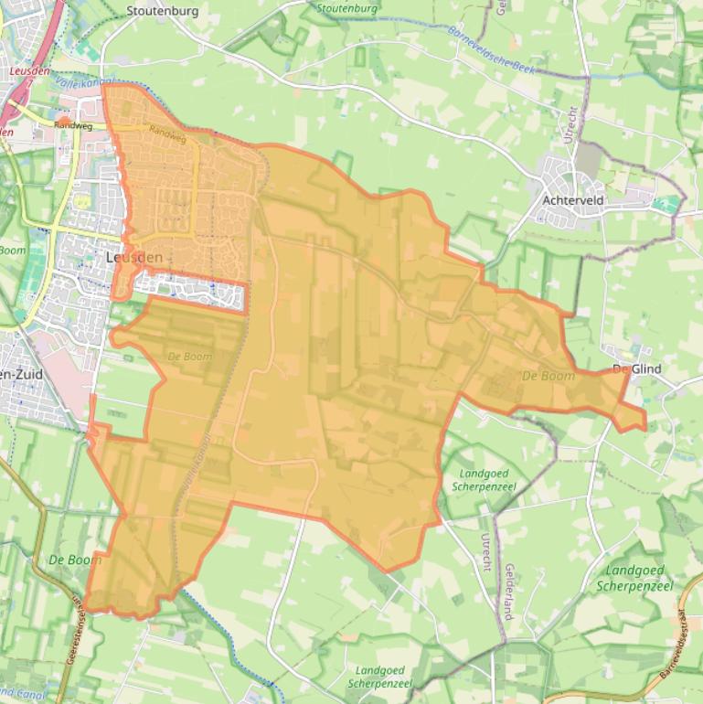 Kaart van postcodegebied 3831.