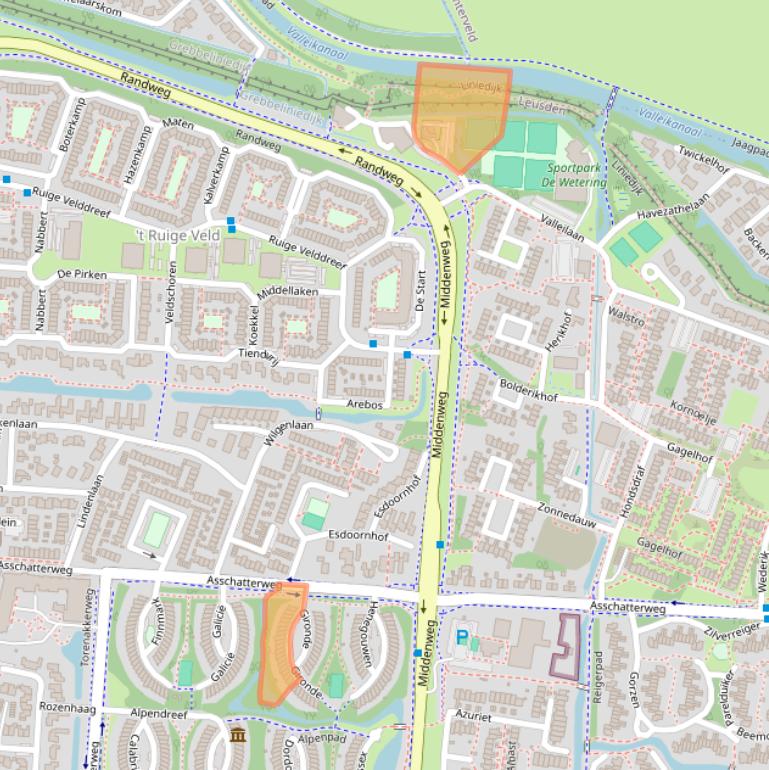 Kaart van postcodegebied 3831AB.
