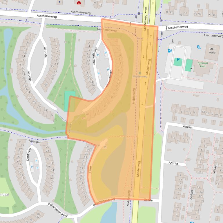 Kaart van postcodegebied 3831AD.