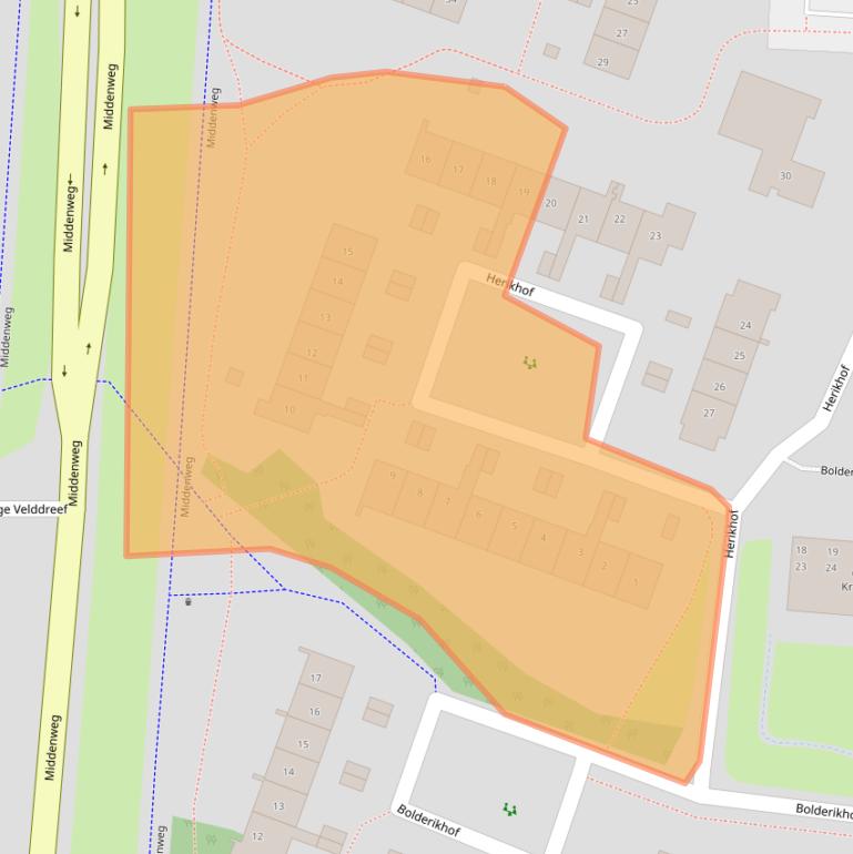 Kaart van postcodegebied 3831AM.