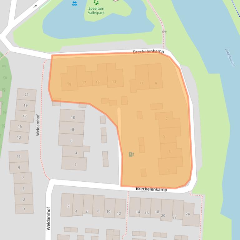 Kaart van postcodegebied 3831BE.